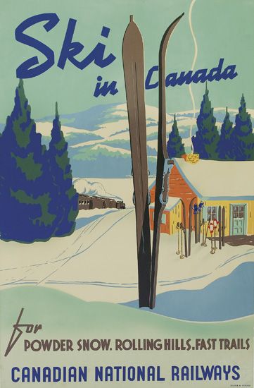 Ski in Canada, Canadian National Railways, skis in the snow