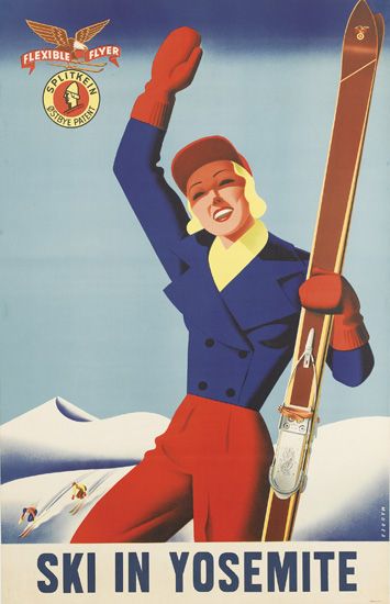 Ski in Yosemite, Flexible Flyer, woman skier