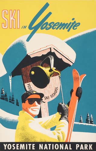 Ski in Yosemite, Yosemite National Park, man in yellow