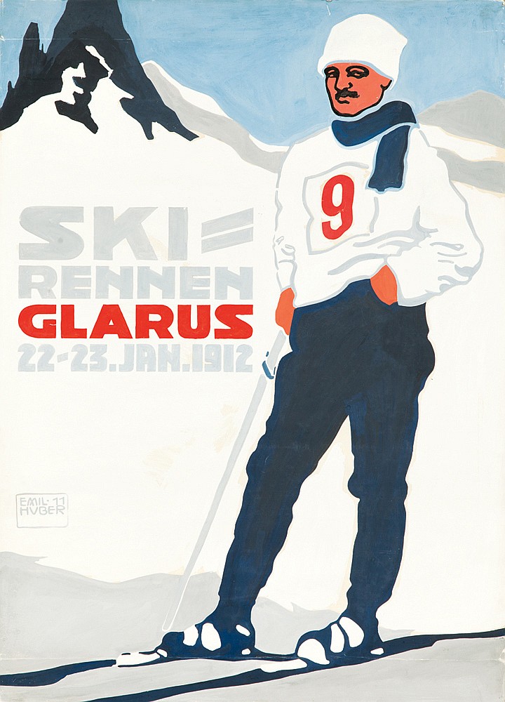 Ski Rennen Glarus, skier in white and blue