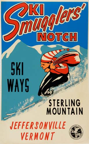 Ski Smugglers’ Notch, Ski Ways, Sterling Mountain, skier in red