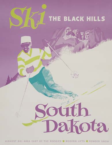 Ski The Black Hills, South Dakota, purple poster