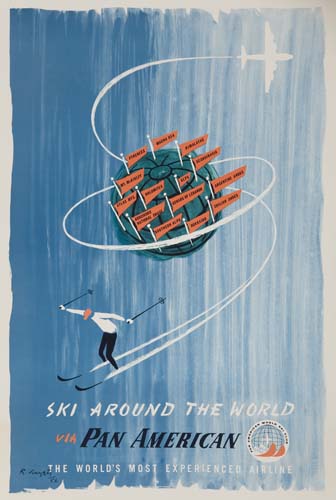 Ski Around the World Pan American, blue poster
