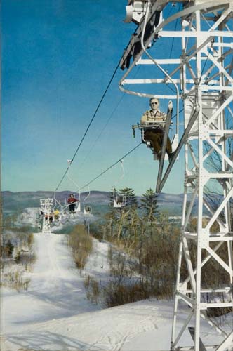 Skiers on the lift