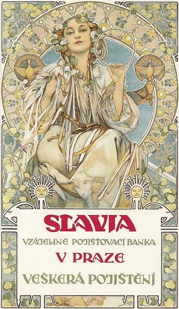 Slavia V Praze, woman in white, flowers