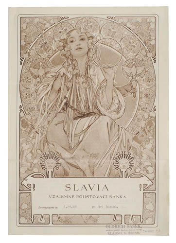Slavia, sketch of a woman with flowers