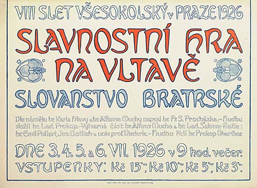 Slavnostni Hra Na Vltave, blue and red letters