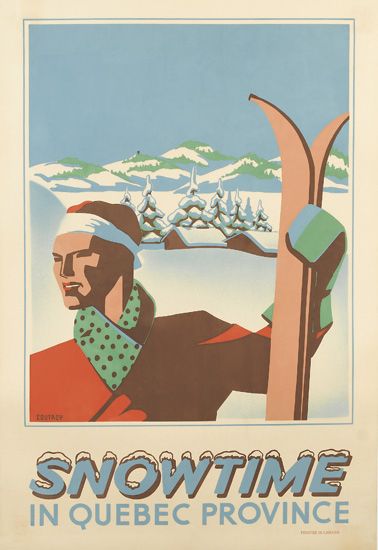 SnowTime in Quebec Province, skier in red