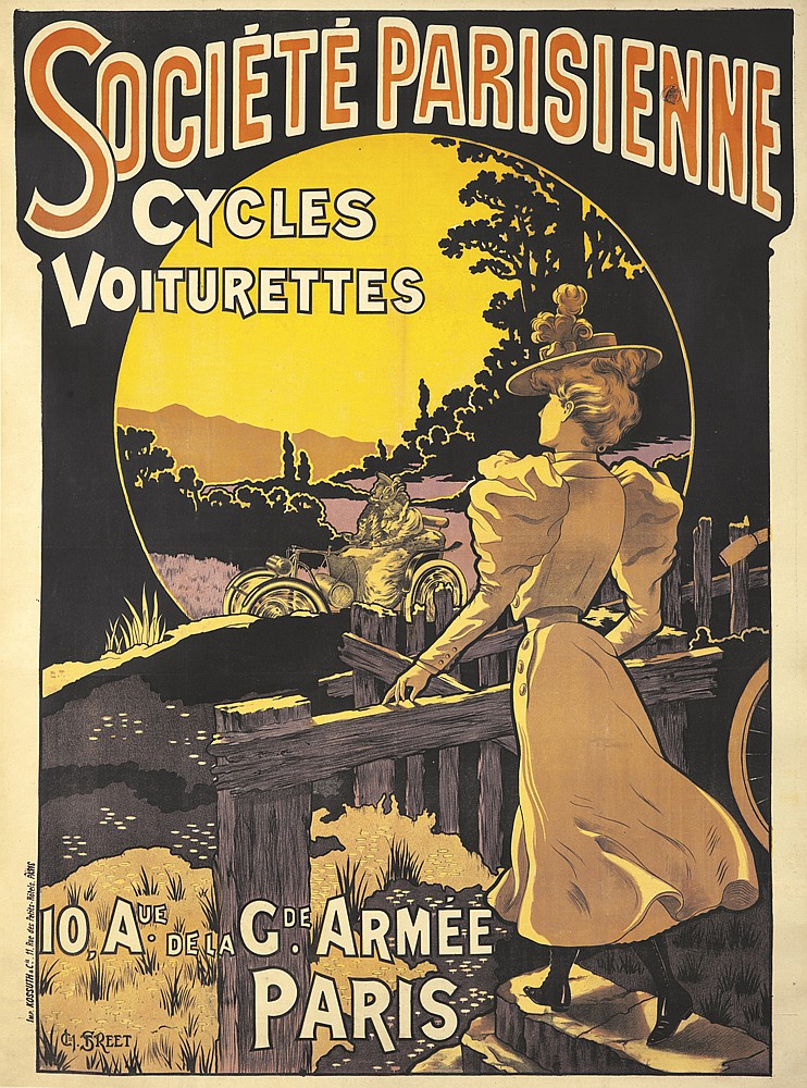 Societe Parisienne, man in black on bicycle