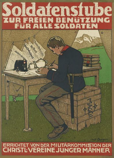 Soldatenstube Zur Freien Benutzung, man in black writing at a desk
