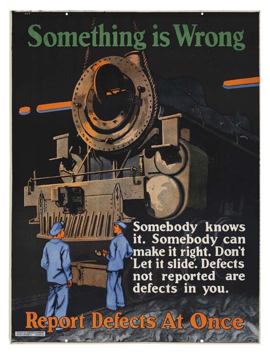 Something is Wrong, Report Defects At Once, black poster