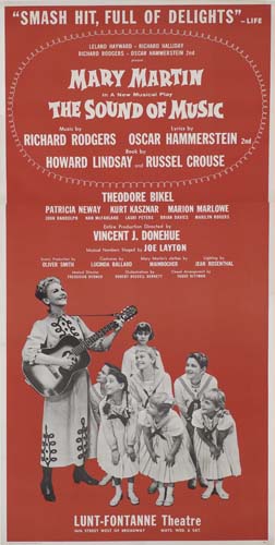 Smash Hit, Full of Delights, Mary Martin, The Sound of Music, long red poster