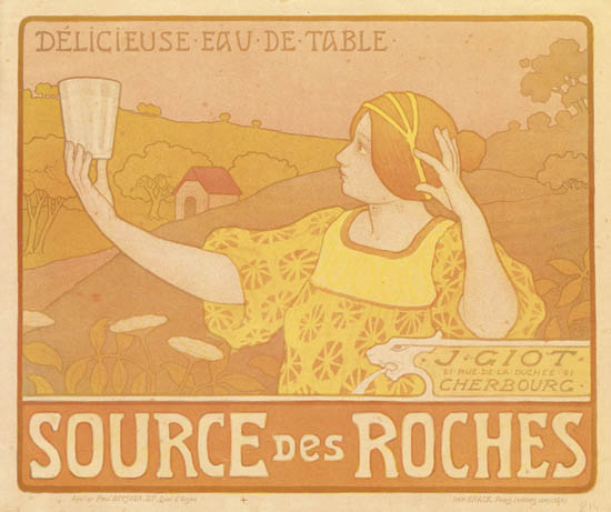 Delicieuse Eau de Table, Source des Roches, woman in yellow
