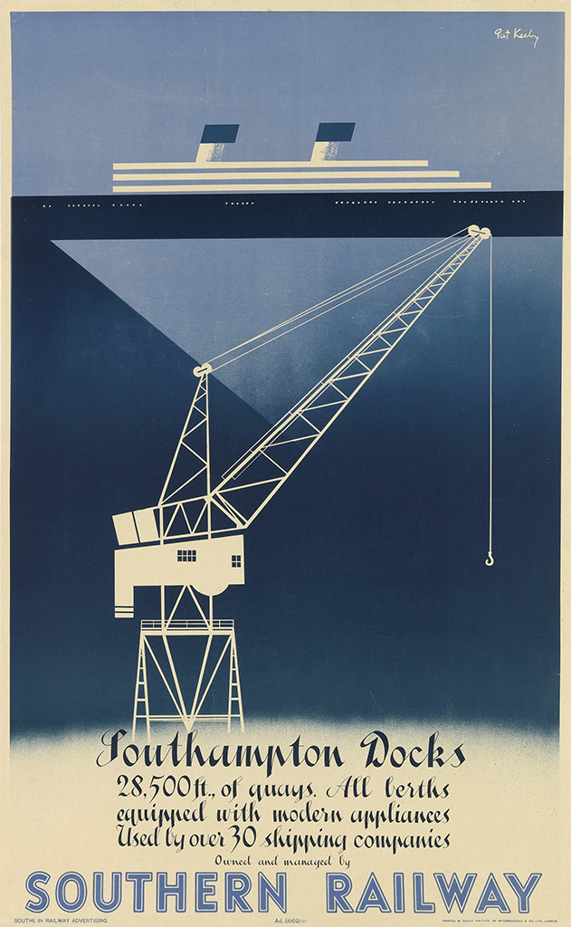 Southern Railway, Southampton Docks, blue poster, crane