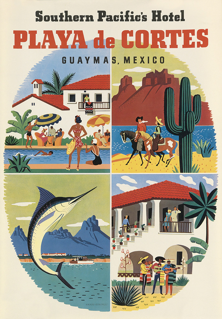 Southern Pacific’s Hotel, Playa de Cortes, four paintings