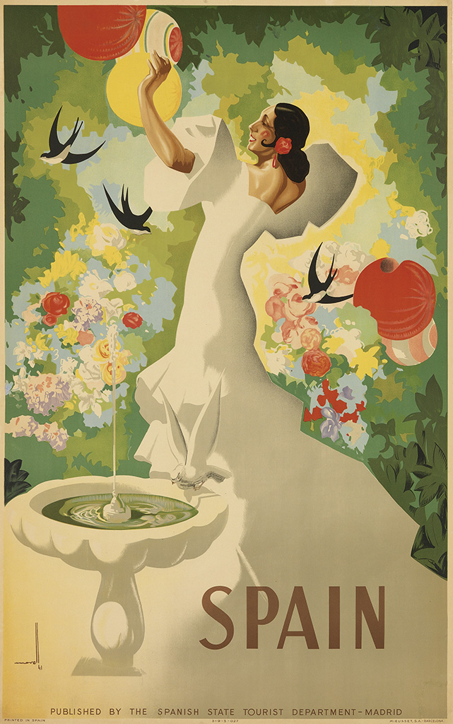 Spain, green poster, woman in white