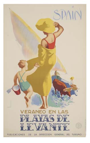 Spain Playas de Levante, woman in yellow