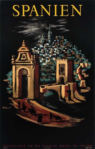 Spanien, black poster, stone bridge