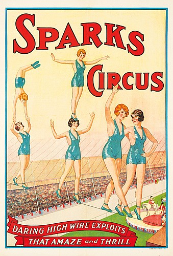 Sparks Circus, lady dancers in blue