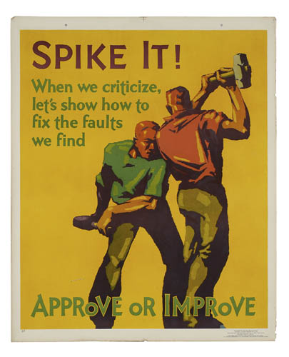 Spike It, Approve or Improve, yellow poster