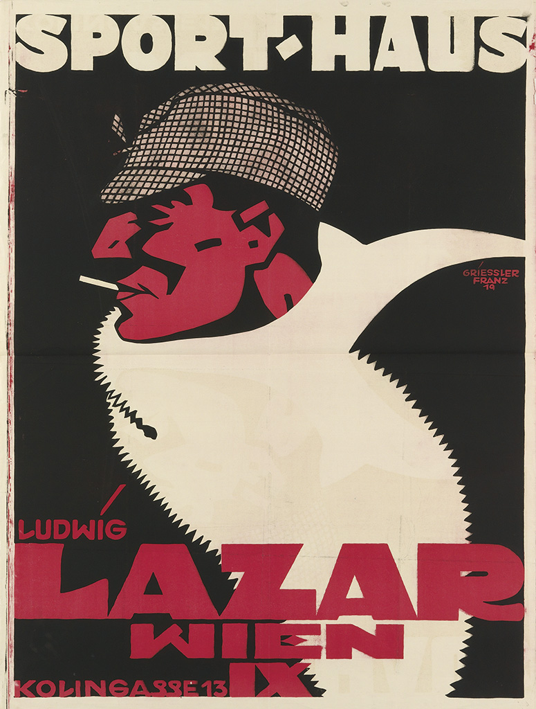 Sport Haus Lazar Wien, black poster, man smoking