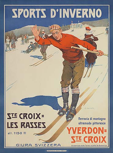 Ste Croix, skier in red