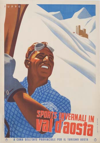 Sports Invernali in Val D’Aosta, skier in blue plaid