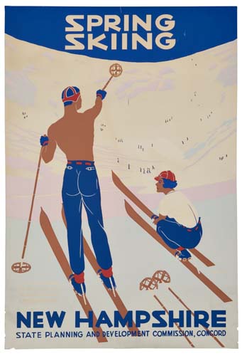 Spring Skiing, shirtless man skiing, New Hampshire