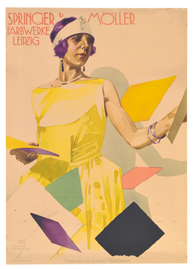 Springer Moller Farbwerke Leipzig, woman in yellow