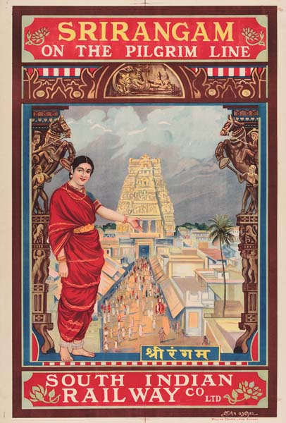 Srirangham on the Pilgrim Line, South Indian Railway Co, woman in red