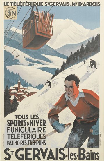 St. Gervais les Bains, ski lift, skier in red