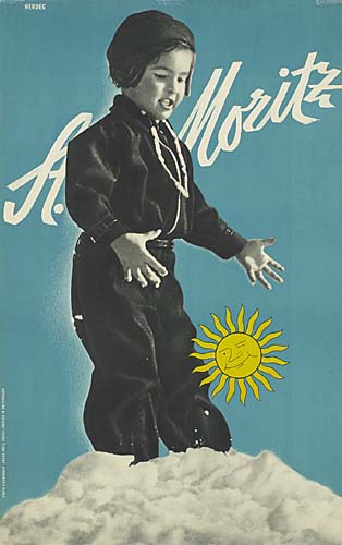 St. Mortiz, child in black and white, sun