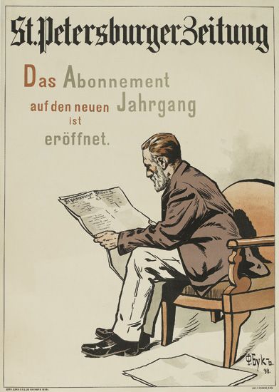 St. Petersburger Zeitung, man reads newspaper