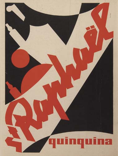 St. Raphael Quinquina, black poster, red writing