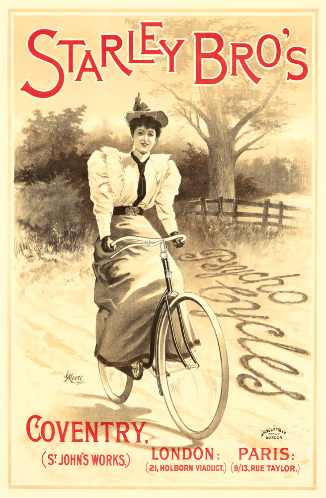 Starley Bro’s Coventry, woman on bicycle