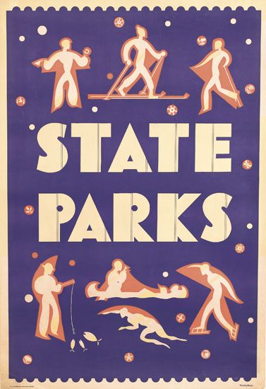 State Parks, blue poster, sports
