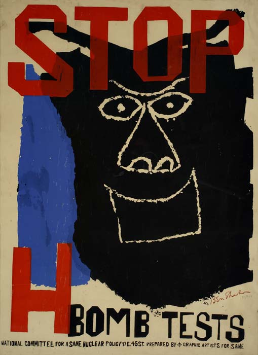 Stop H Bomb Tests, black face drawing