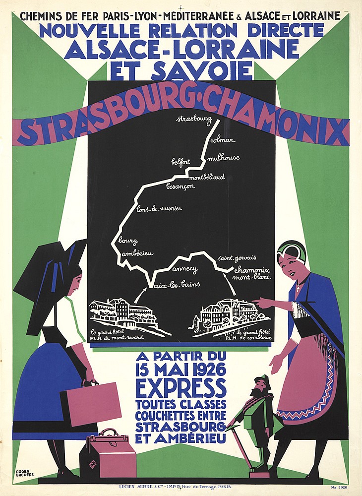 Strasbourg Chamonix, green poster, route
