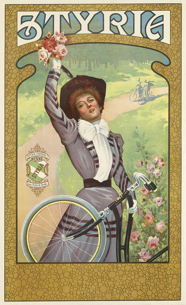 Styria, woman in grey, gold border