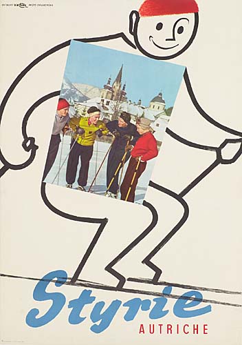 Styrie Autriche, white poster, skier