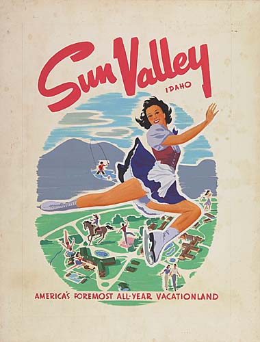 Sun Valley Idaho America’s Foremost All-Year Vacationland, woman ice skating