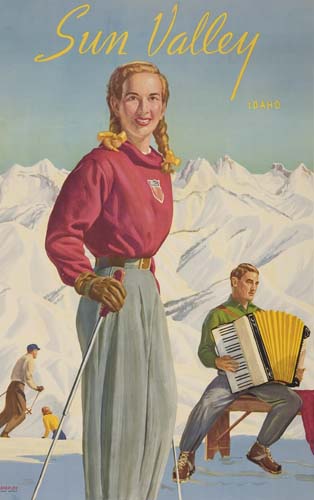Sun Valley Idaho, woman skiing in pink