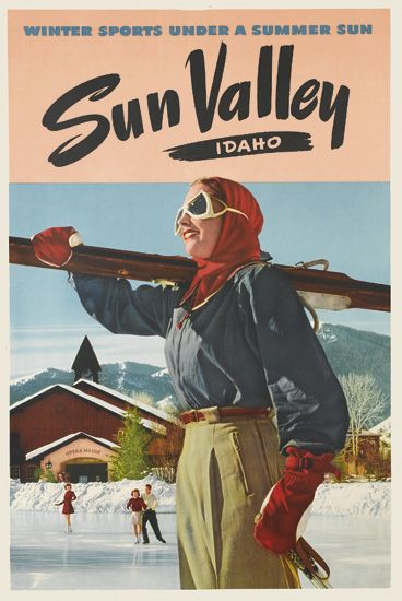 Sun Valley Idaho Winter Sports, woman skier in blue