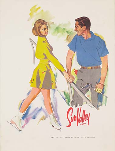 Sun Valley, couple skiing