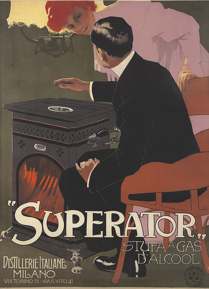 Superior Stufa a Gas, man in suit, woman in purple