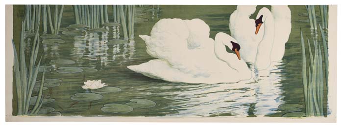 Long poster, swans