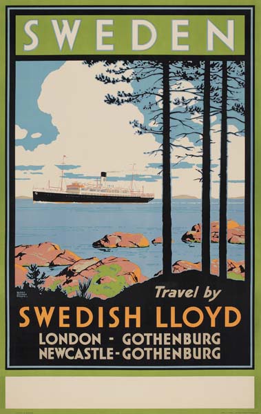 Sweden Travel by Swedish Lloyd, boat on the water