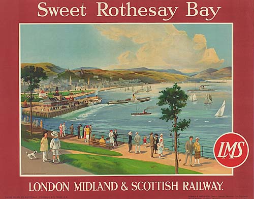 Sweet Rothesay Bay, red border, LMS, sailboats