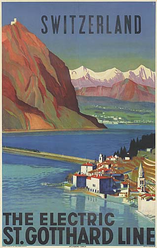 Switzerland, The Electric St. Gotthard Line, bridge over the lake