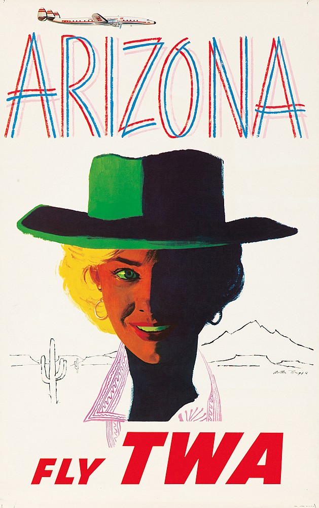 Arizona Fly TWA, woman in green hat